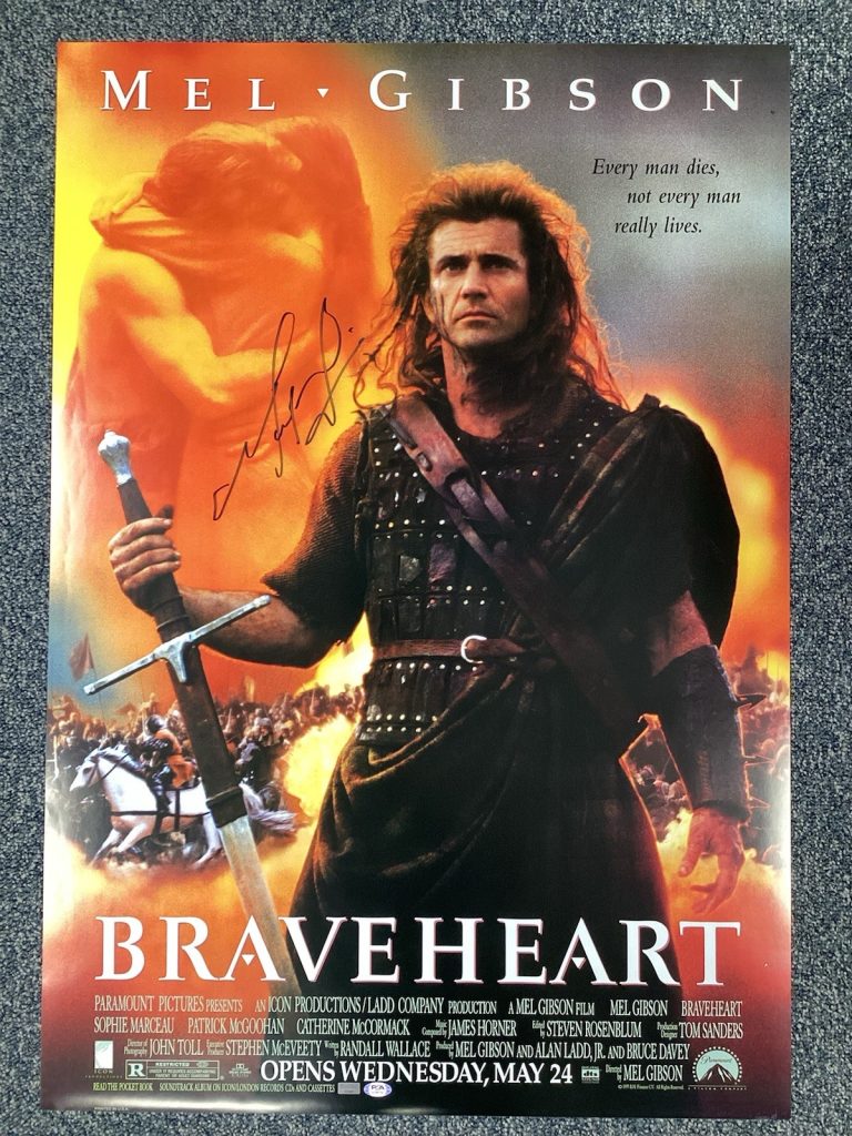Mel Gibson Signed Poster 27x40 Movie Braveheart Mad Max Actor Autograph PSA/DNA