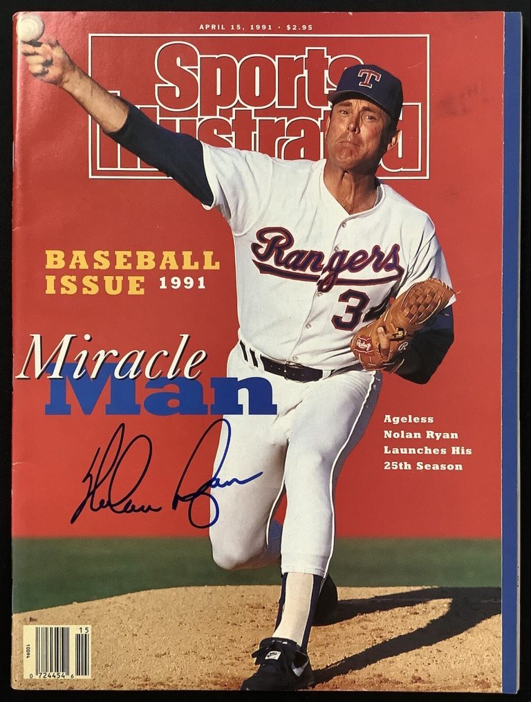 Nolan Ryan Signed Sports Illustrated 4/15/91 No Label Rangers Baseball Auto JSA