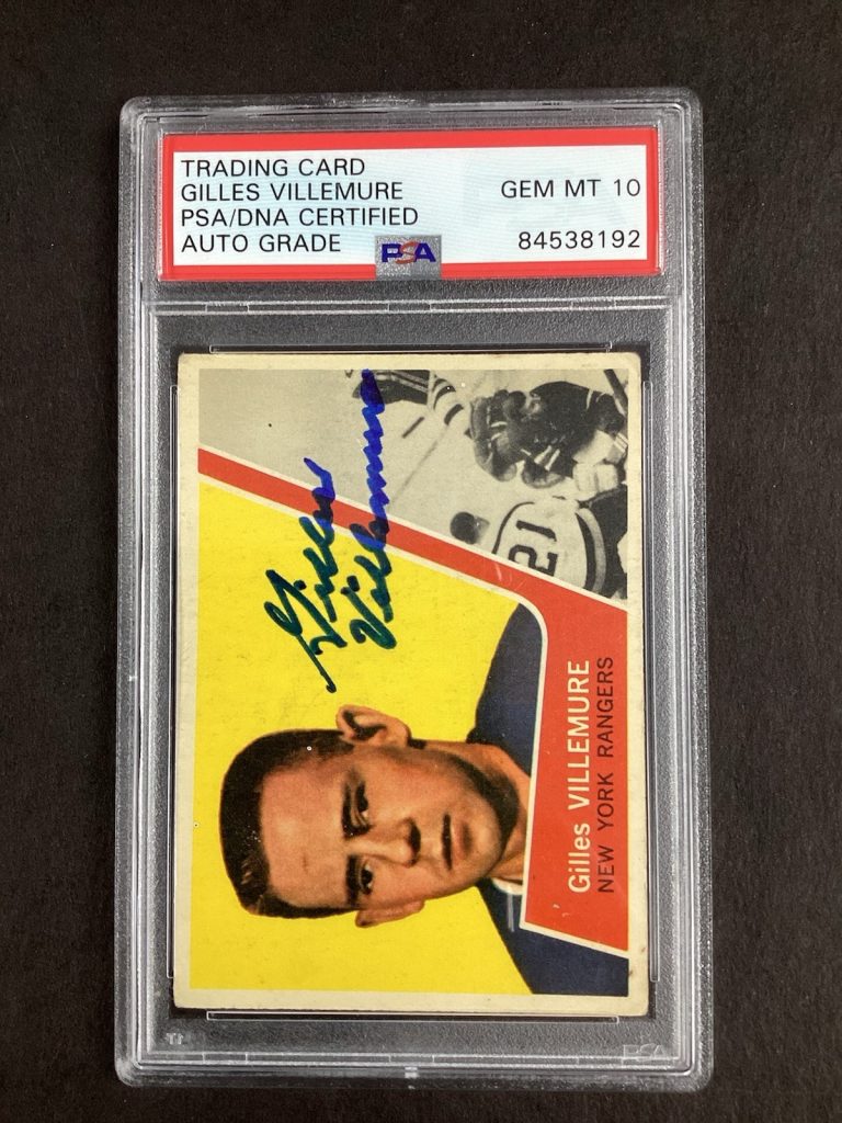 Gilles Villemure Signed 1963 Topps #46 Rookie Card Rangers Auto PSA/DNA Auto 10