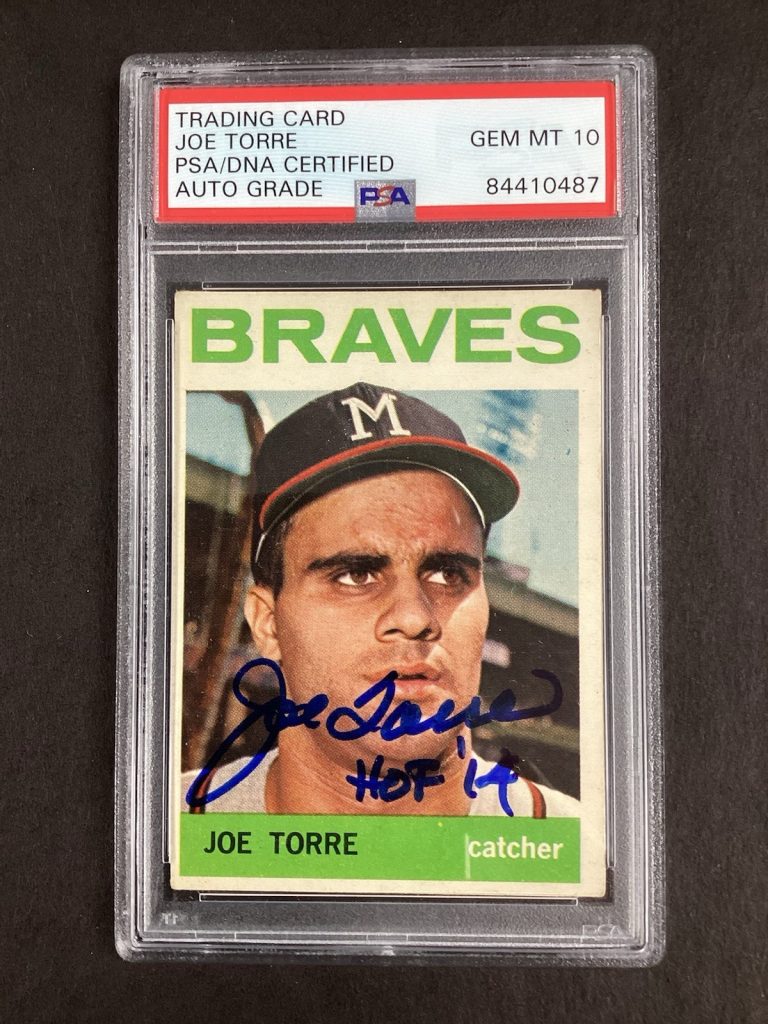 Joe Torre Signed 1964 Topps #70 Card Braves Yankees HOF Insc PSA/DNA Auto GEM 10