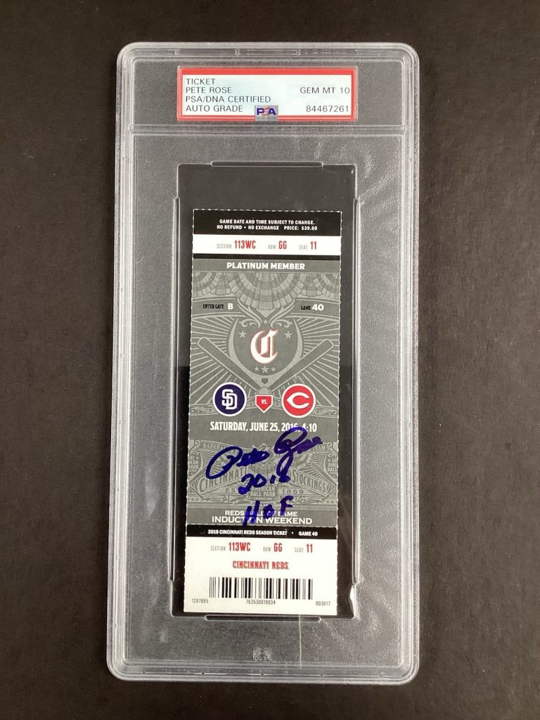 Pete Rose Signed Ticket Full 6/25/16 Baseball Cinci Reds Padres Auto PSA/DNA