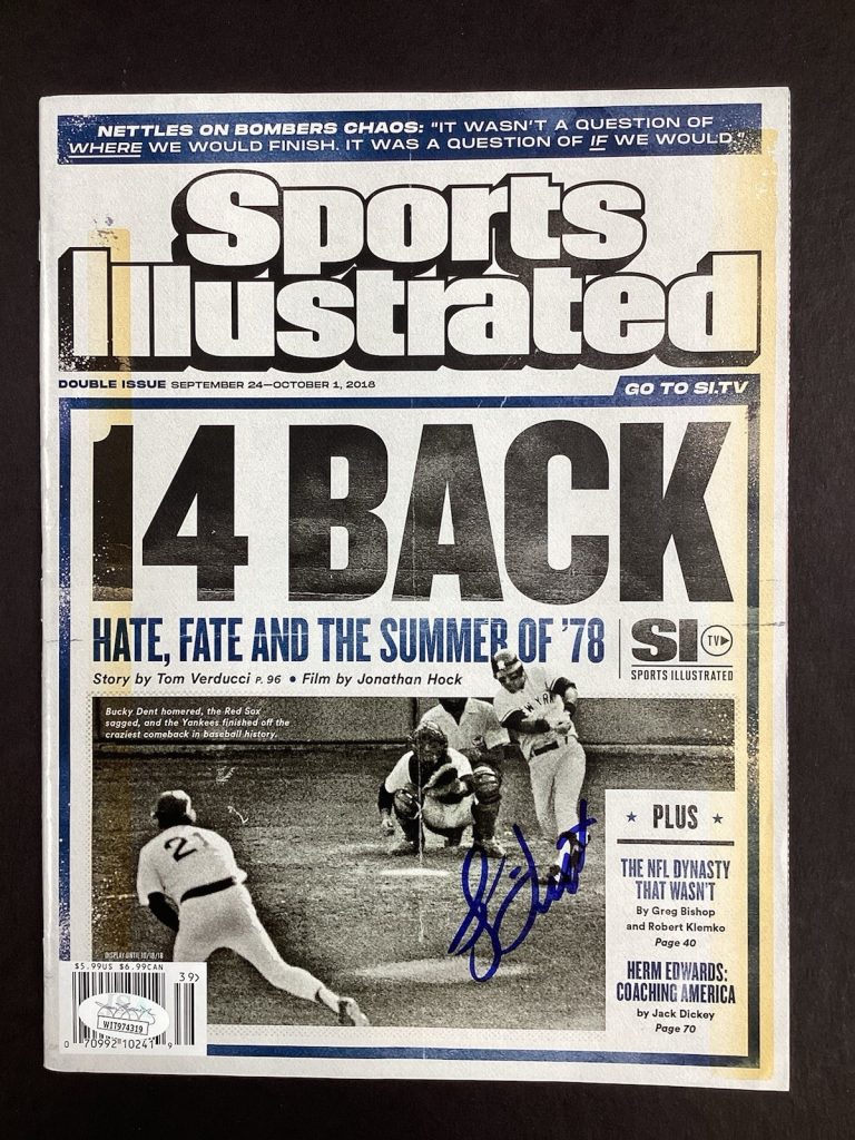 Bucky Dent Signed Sports Illustrated 10/1/18 No Label Yankees HR Autograph JSA