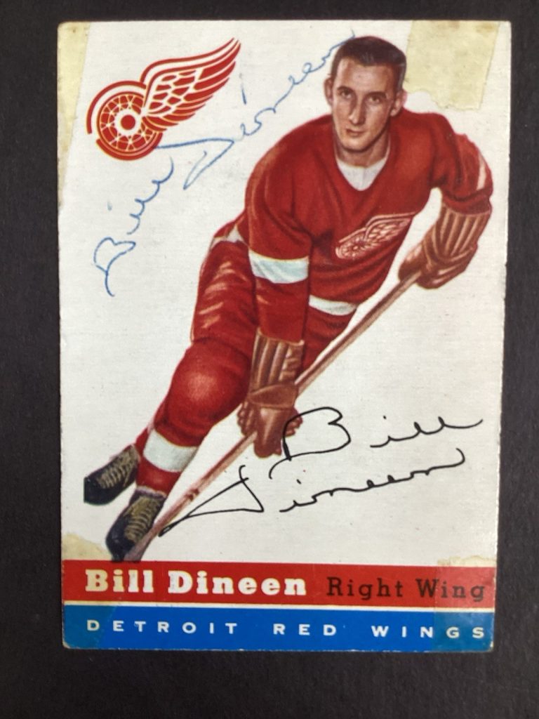 Bill Dineen Signed 1954-55 Topps #57 Hockey Card Red Wings Autograph JSA