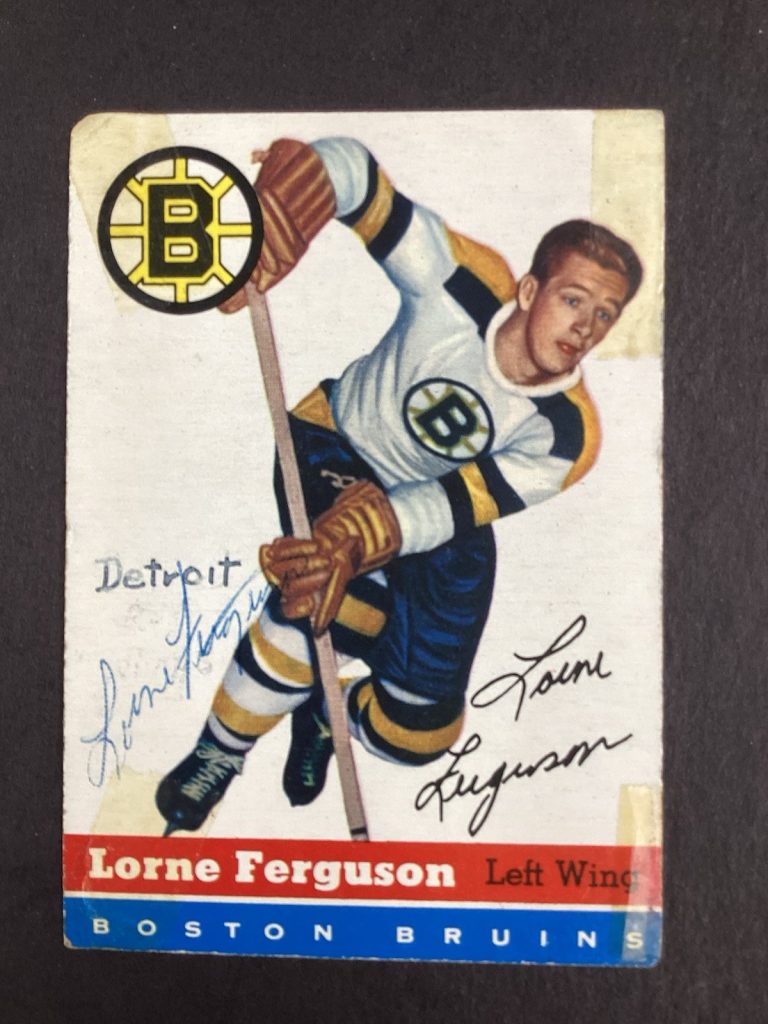 Lorne Ferguson Signed 1954-55 Topps #31 Hockey Card Boston Bruins Autograph JSA