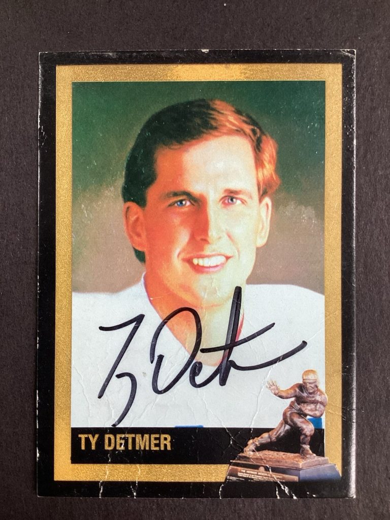 Ty Detmer Signed 1992 Heisman Card College Football READ DAMAGE TPG