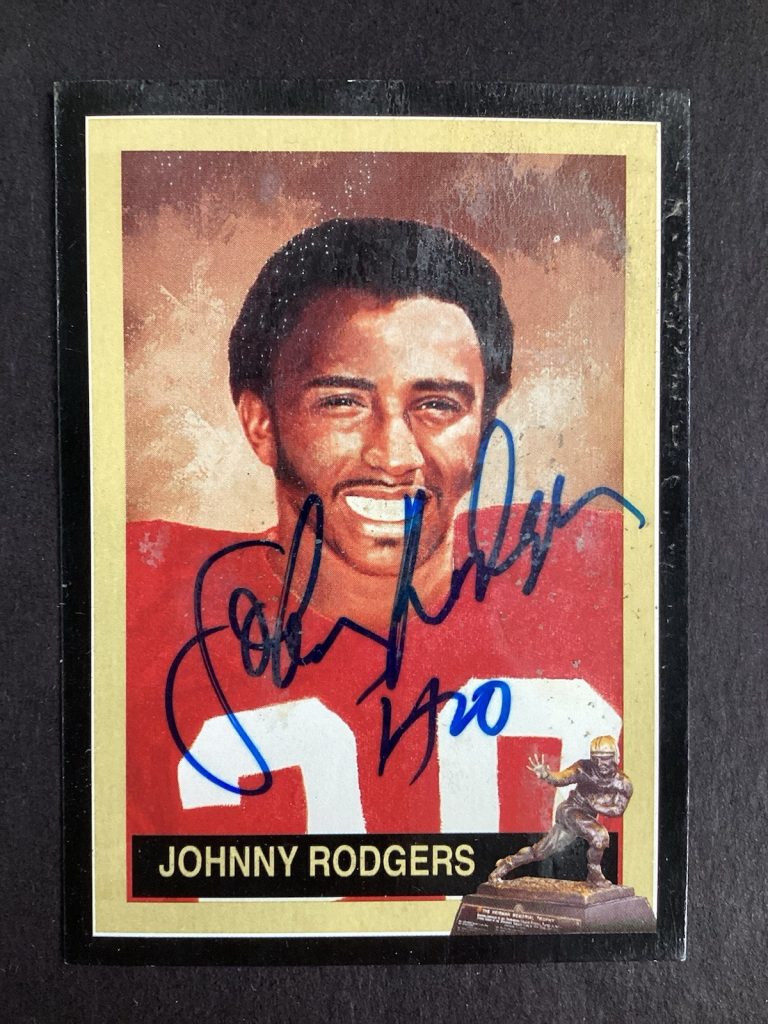 Johnny Rodgers Signed 1992 Heisman Card College Football READ DAMAGE TPG
