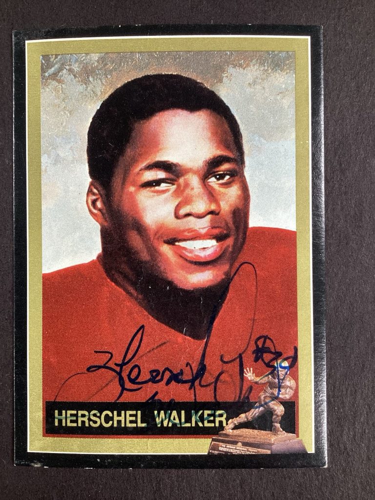Herschel Walker Signed 1992 Heisman Card College Football READ DAMAGE TPG