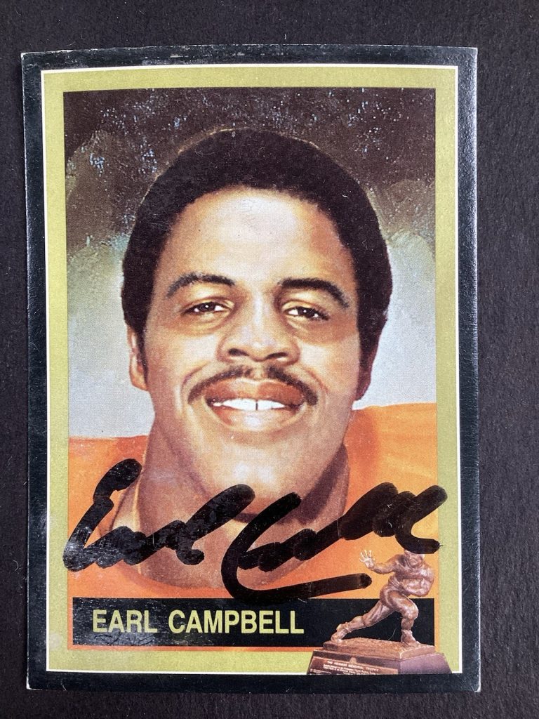 Earl Campbell Signed 1992 Heisman Card College Football READ DAMAGE TPG
