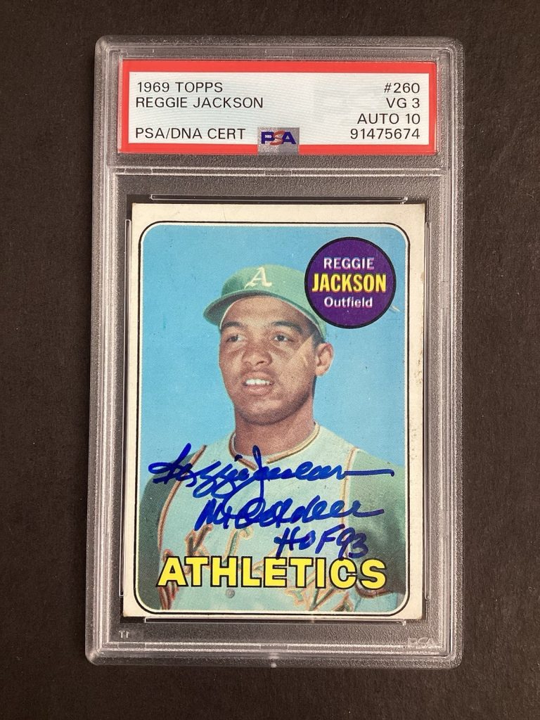 Reggie Jackson Signed 1969 Topps #260 Baseball Card HOF Autograph PSA/DNA 3/10