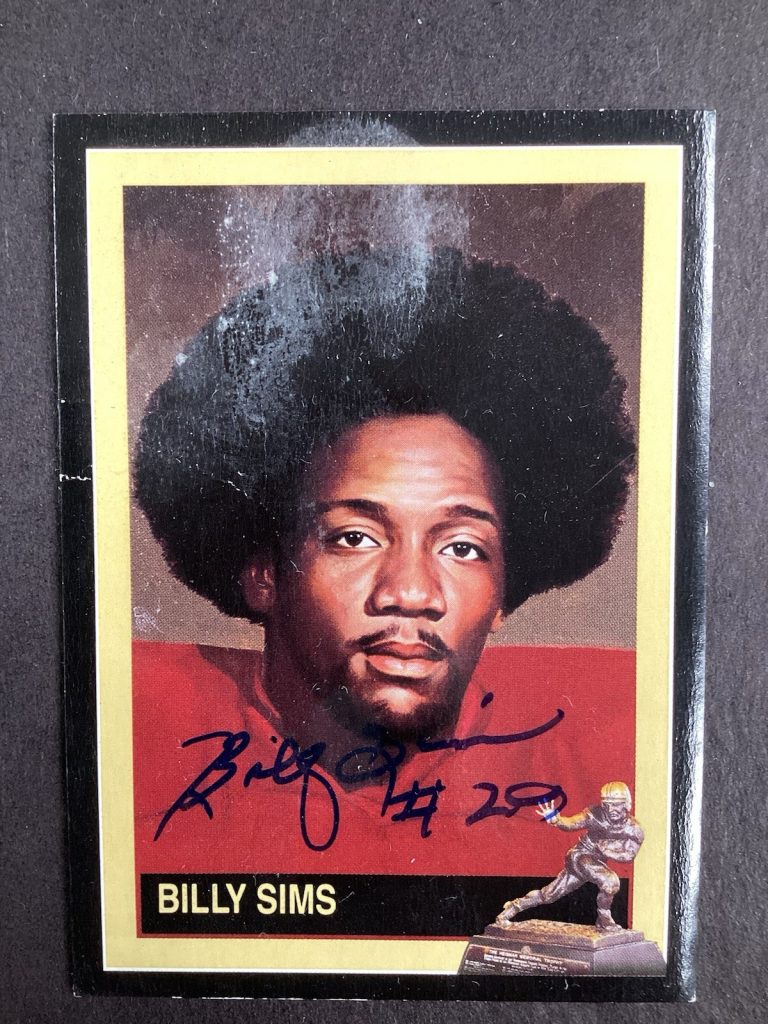 Billy Sims Signed 1992 Heisman Card College Football READ DAMAGE TPG