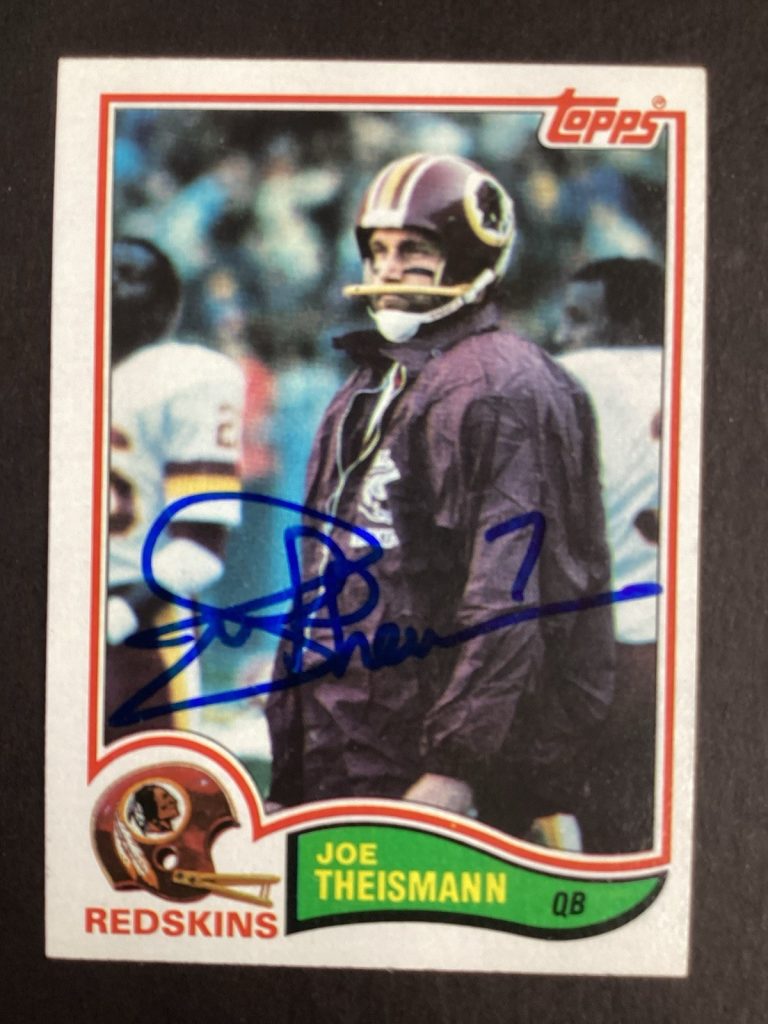 Joe Theismann 7 Signed 1982 Topps #521 Football Card Redskins NFL Autograph TPG