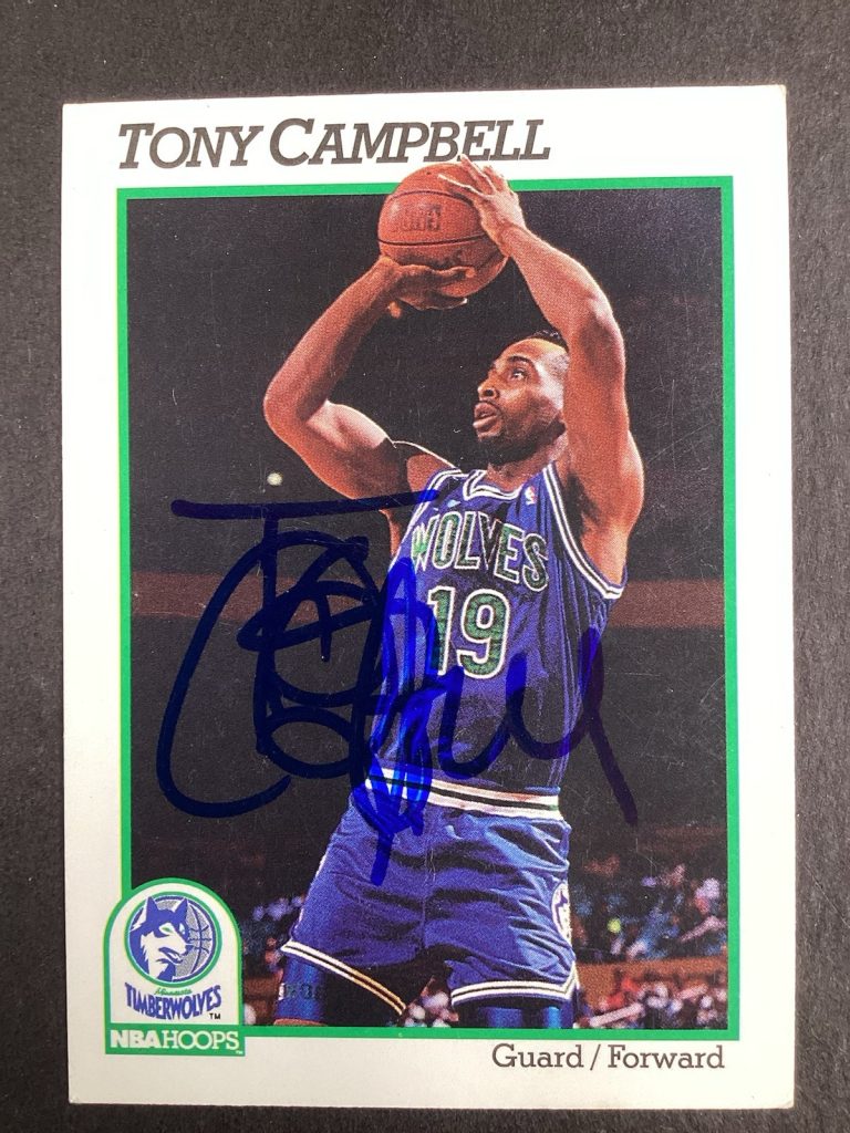 Tony Campbell Signed 1991 NBA Hoops #124 Basketball Card Timberwolves NBA TPG