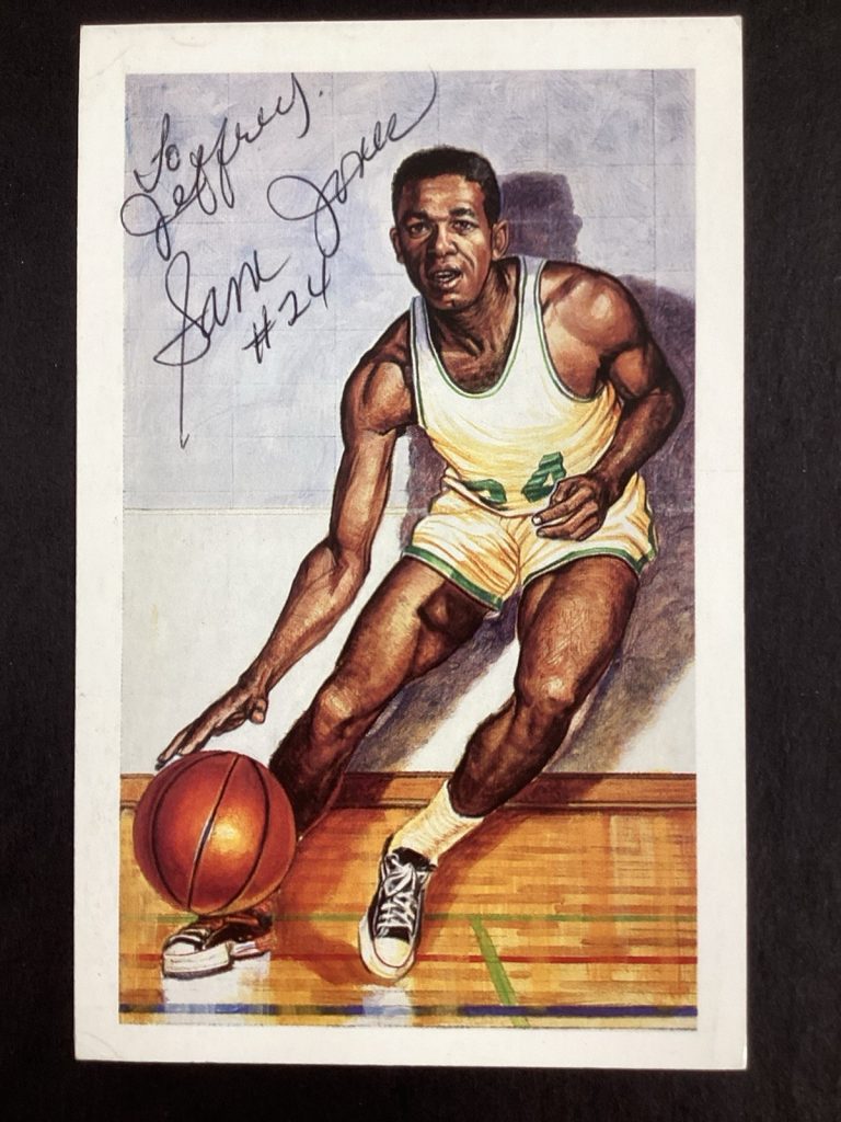 Sam Jones Signed Center Court Postcard Ron Lewis Basketball HOF Autograph TPG