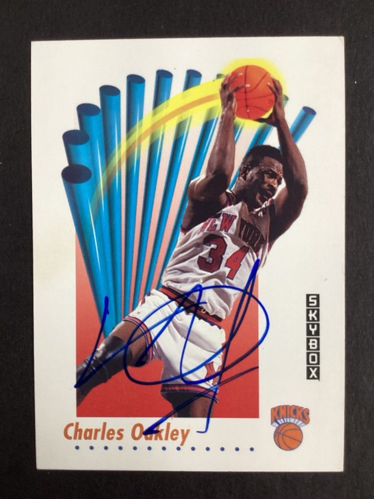 Charles Oakley Signed 1991 Skybox #192 Basketball Card NY Knicks NBA Auto TPG