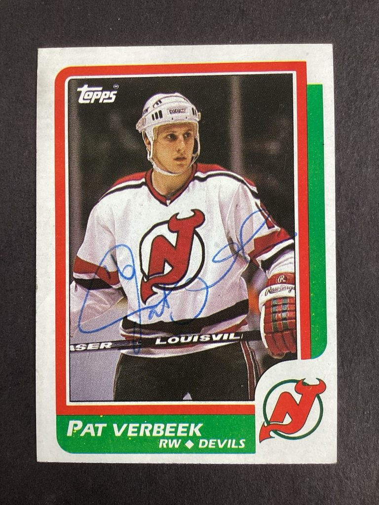 Pat Verbeek Signed 1986 Topps #46 Hockey Card New Jersey Devils Autograph TPG