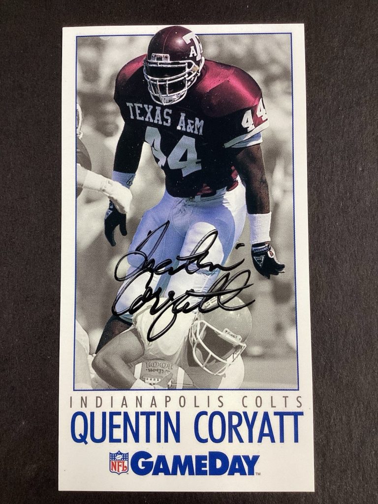 Quentin Coryatt Signed 1992 GameDay #43 NFL Football Card Colts Autograph TPG