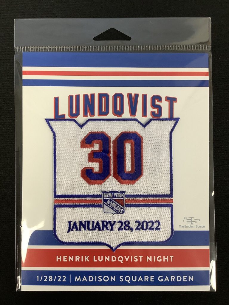 Henrik Lundqvist Retirement Patch Hockey #30 New York Rangers January 28 2022