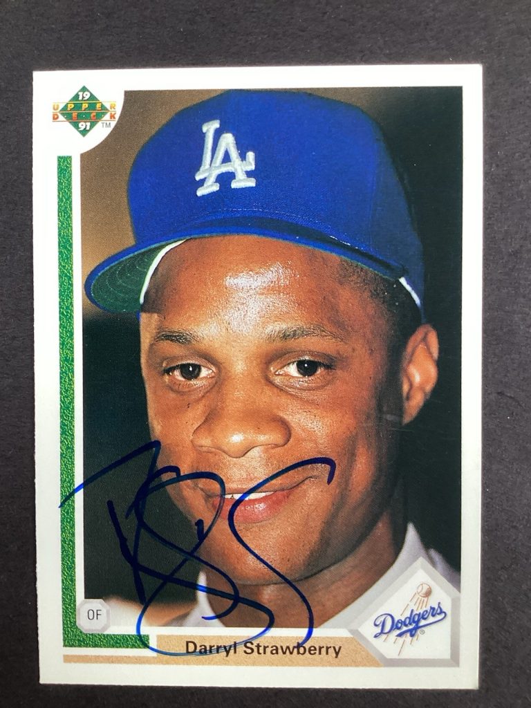 Darryl Strawberry Signed 1990 Upper Deck #245 Baseball Card LA Dodgers Auto TPG