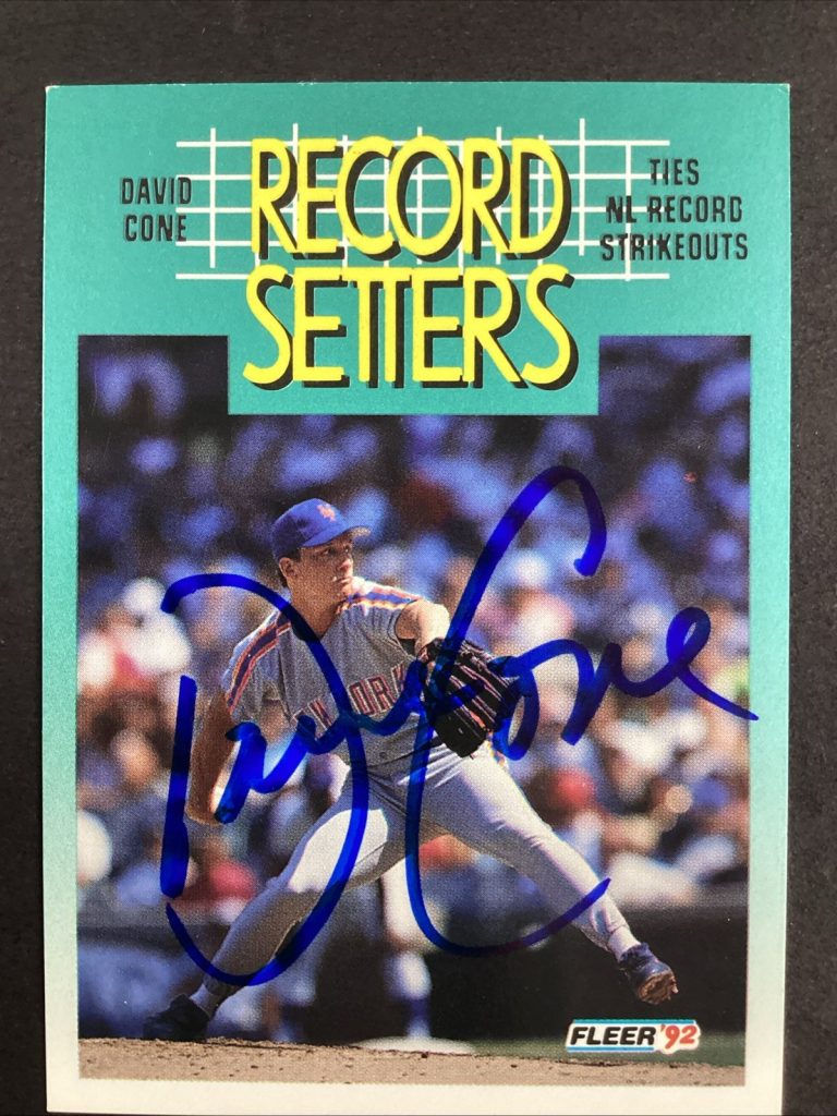 David Cone Signed 1992 Fleer #687 Baseball Card NY Mets Pitcher Autograph TPG