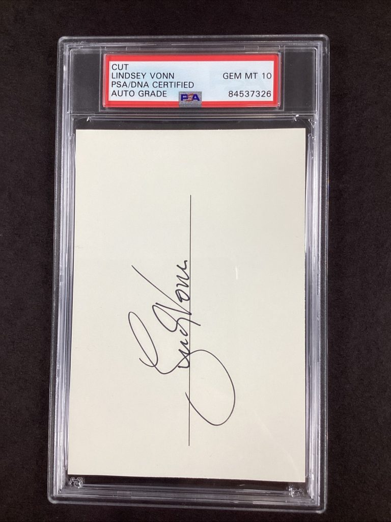Lindsey Vonn Cut Book Page Olympic Gold Alpine Skier PSA/DNA Auto GEM MINT 10