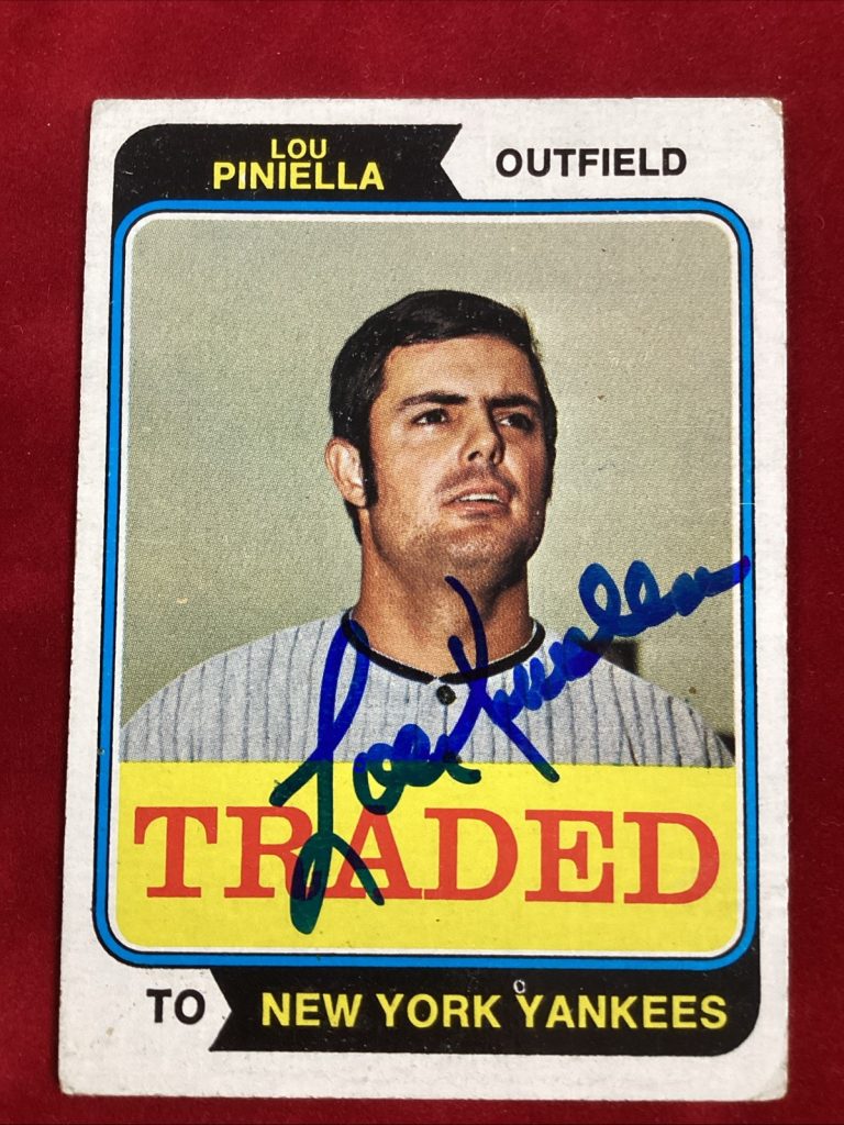 Lou Piniella Signed 1973 Topps #390T New York Yankees Auto Card Baseball TPG