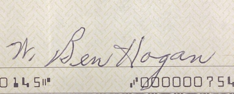 Ben Hogan Signed Check PGA Tour Masters US Open Golf Champion HOF Autograph JSA