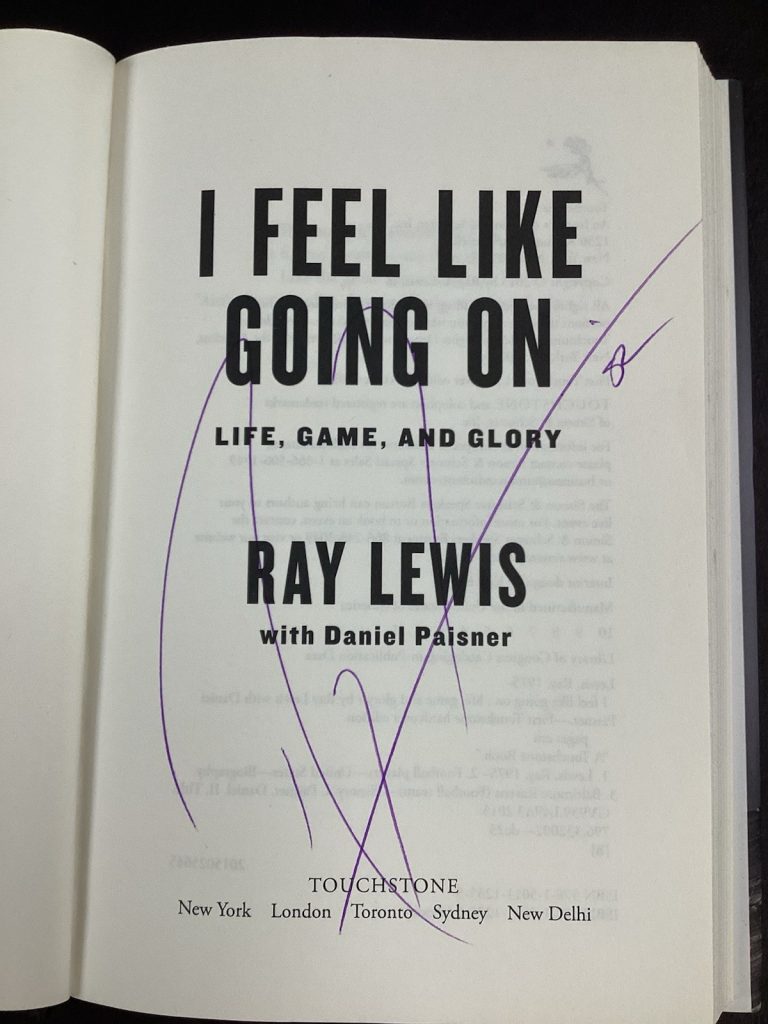 Ray Lewis Signed Book I Feel Like Going On Ravens Football HOF Autograph JSA