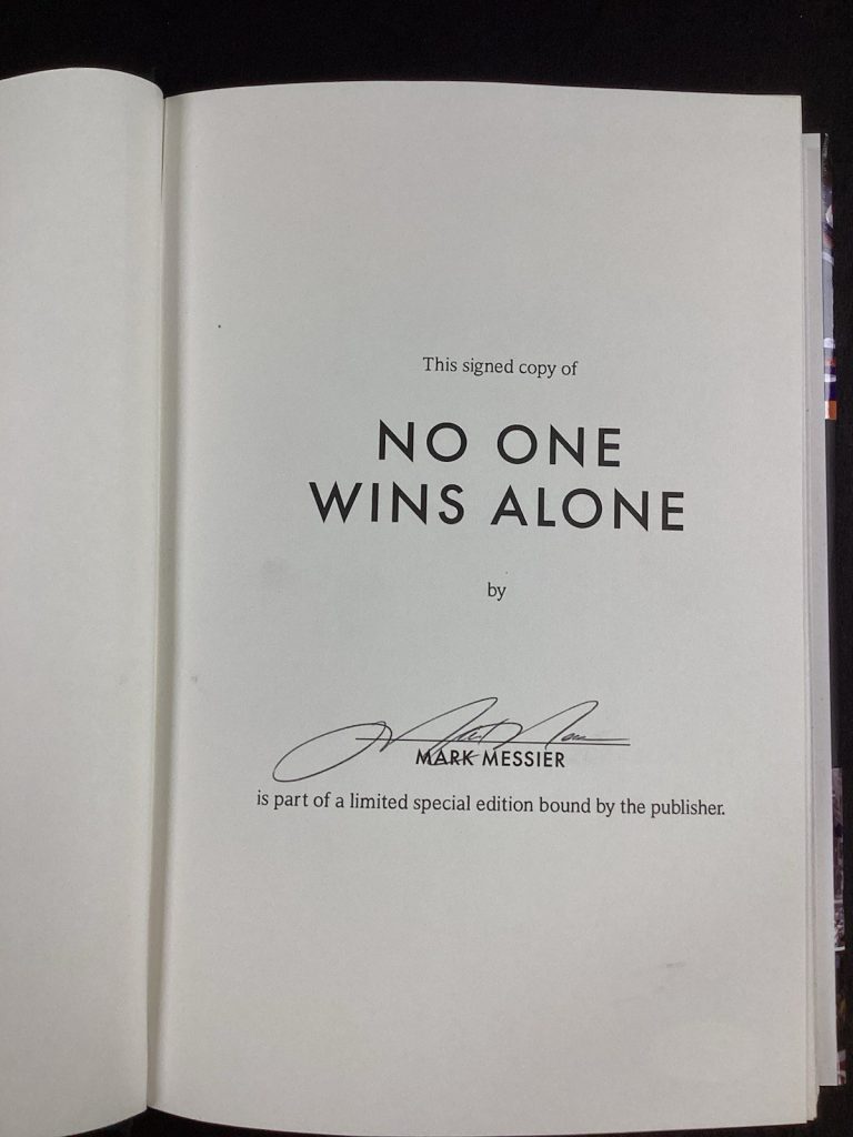 Mark Messier Signed Book No One Wins Alone NY Rangers HOF Autograph JSA