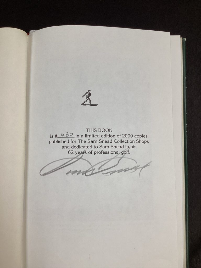 Sam Snead Signed Book The Education of a Golfer Masters PGA Ltd. Ed. Auto JSA