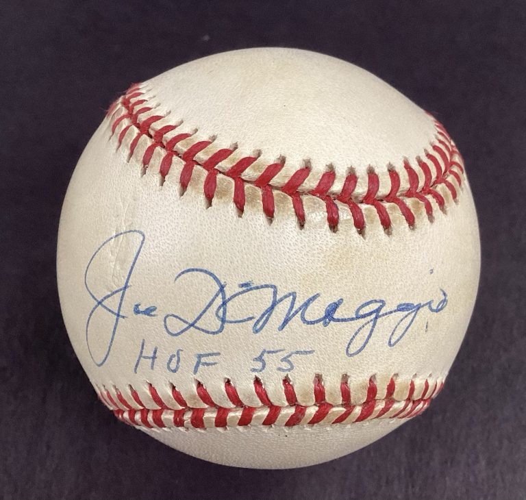 Joe DiMaggio Signed Baseball HOF 55 Inscription New York Yankees Autograph JSA
