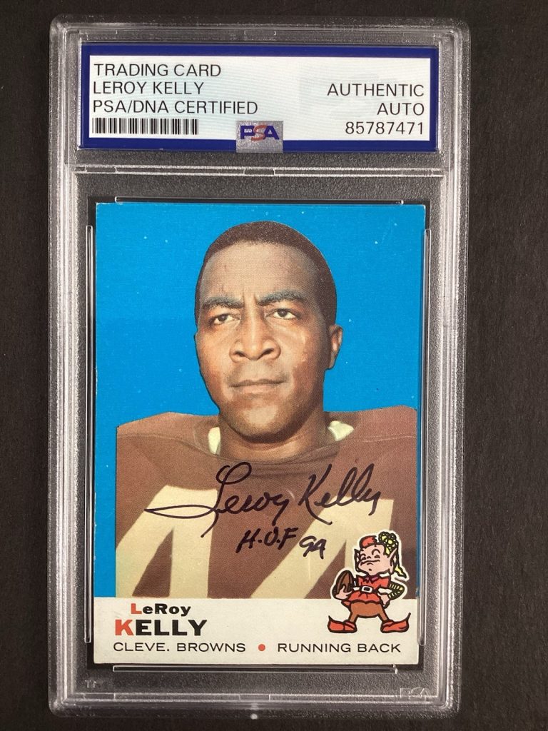 Leroy Kelly Signed 1969 Topps Card #1 Cleveland Browns Football HOF PSA/DNA #2