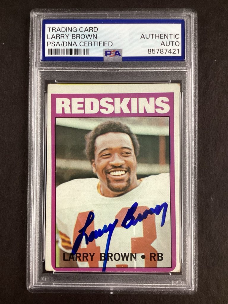 Larry Brown Signed 1972 Topps Card #95 Washington Redskins Football PSA/DNA
