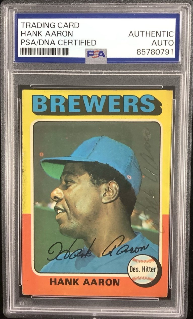 Hank Aaron Signed 1975 Topps #660 Baseball Card Braves HOF Autograph PSA/DNA