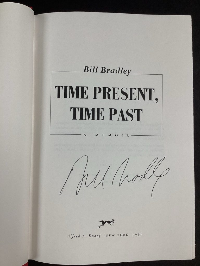 Bill Bradley Signed Book Time Present Time HCB Past NJ Senator Autograph TPG #2