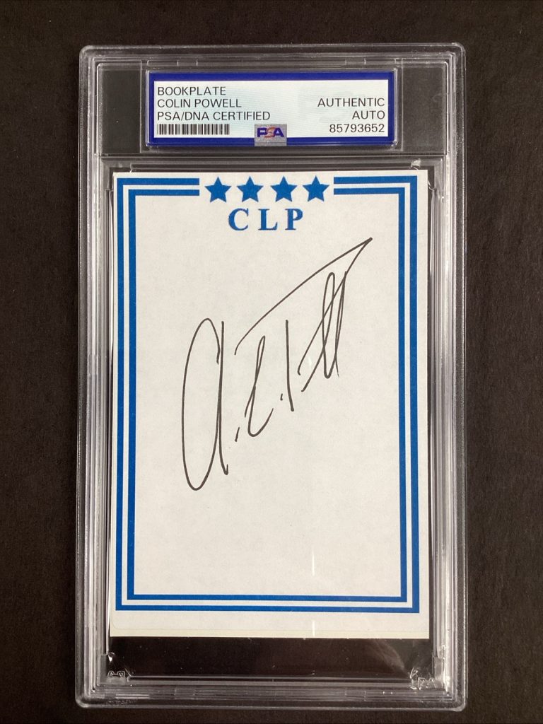 Colin Powell Signed Book Plate 5 Star General Military Autograph PSA/DNA #2