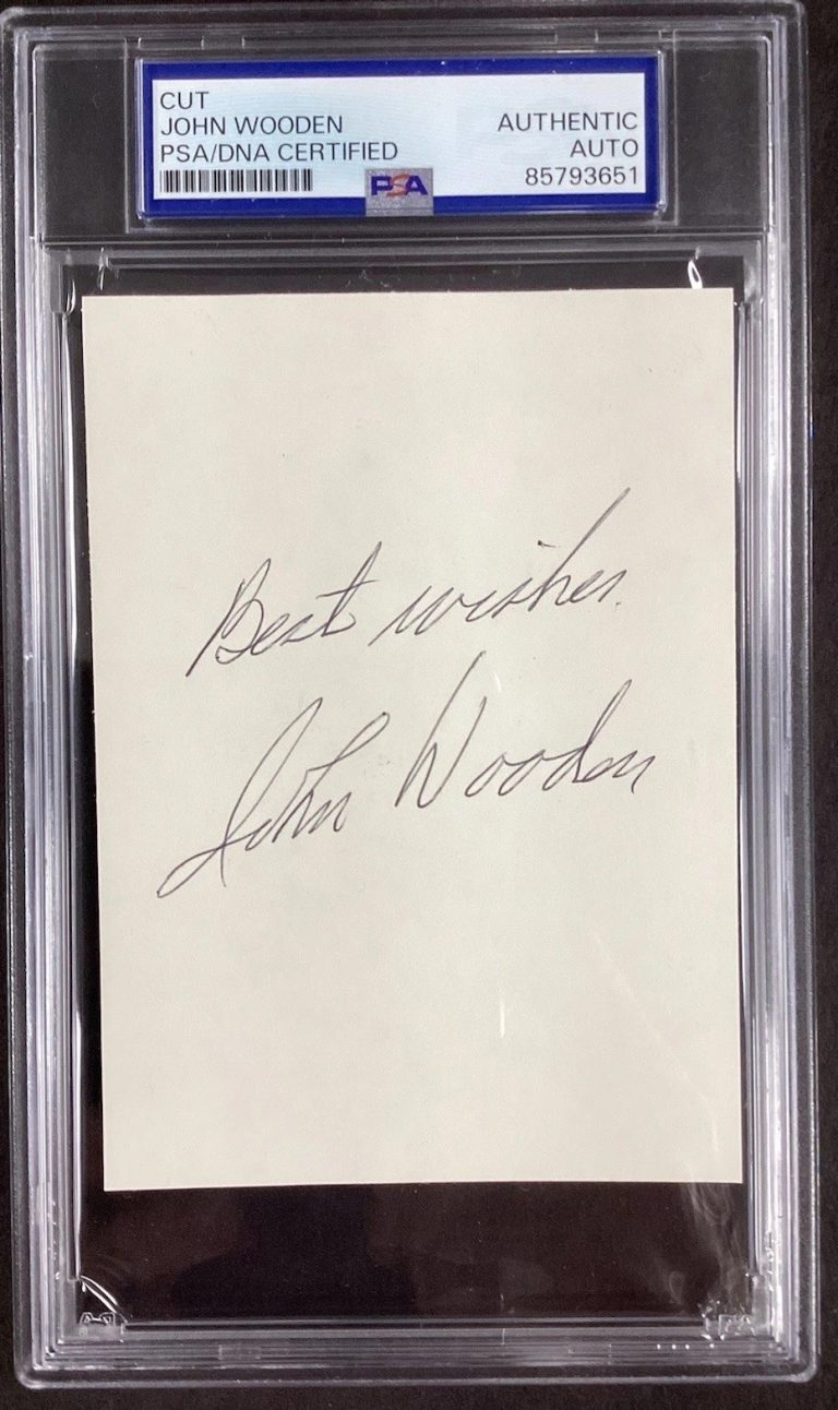 John Wooden Signed Index Card NBA Basketball HOF Autograph UCLA Pyramid PSA/DNA