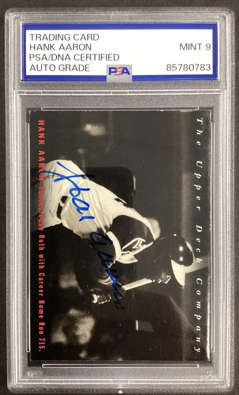 Hank Aaron Signed 1994 Upper Deck #5 Baseball Card Braves HOF PSA/DNA Auto 9