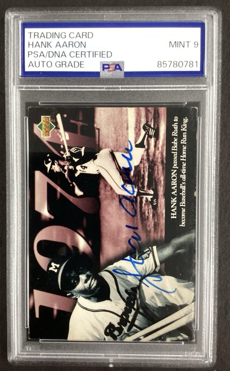 Hank Aaron Signed 1994 Upper Deck #121 Baseball Card Braves HOF PSA/DNA Auto 9
