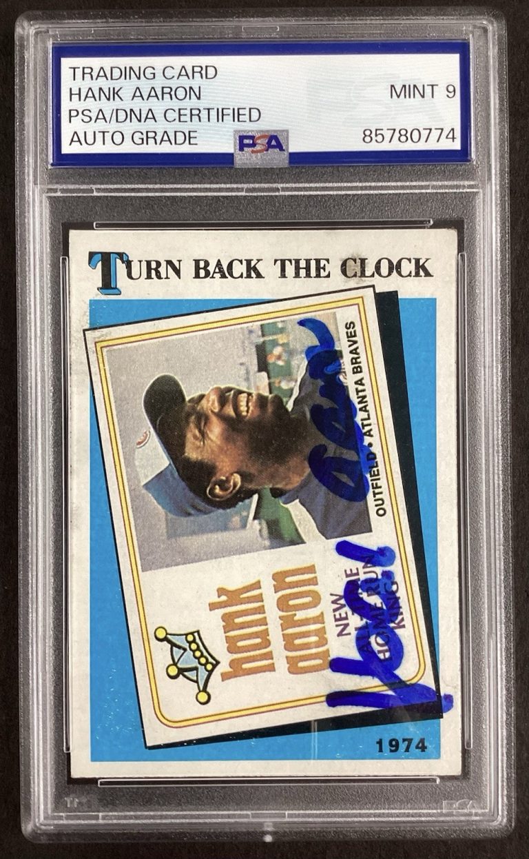 Hank Aaron Signed 1989 Topps #663 Baseball Card Braves HOF PSA/DNA Auto 9