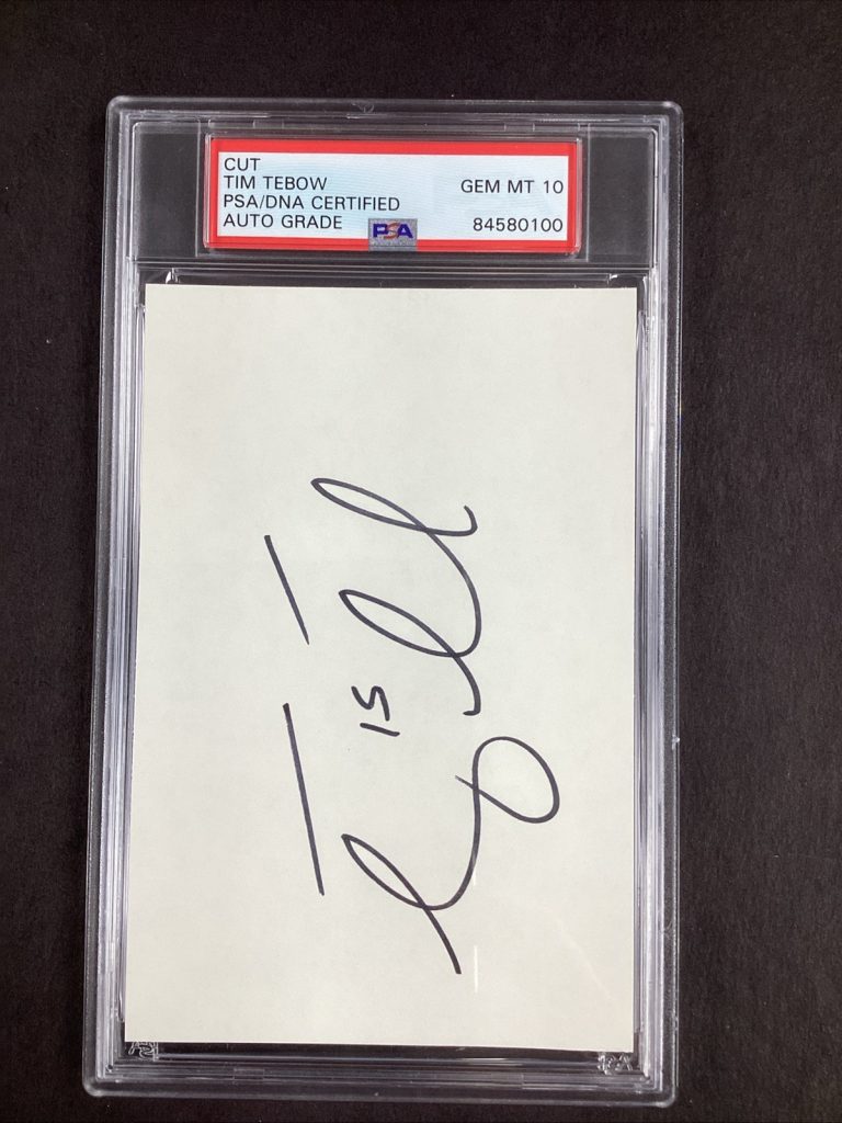Tim Tebow Signed Cut Football Broncos Autograph Heisman HOF PSA/DNA GEM MT 10