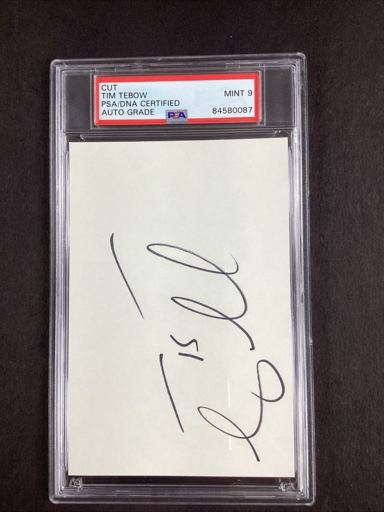 Tim Tebow Signed Cut Football Broncos Autograph Heisman HOF PSA/DNA MINT 9