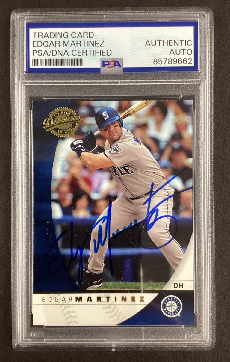 Edgar Martinez Signed 2001 Donruss #42 Baseball Card HOF Autograph PSA/DNA