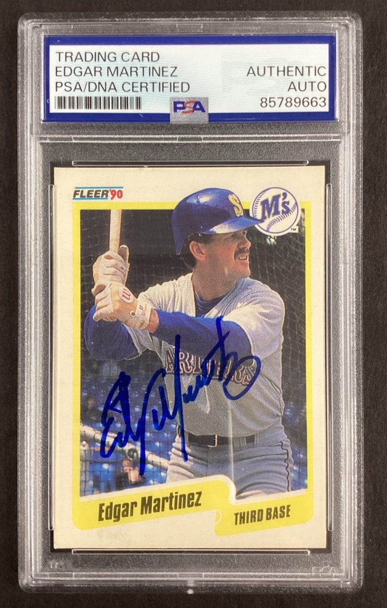 Edgar Martinez Signed 1990 Fleer #520 Baseball Card HOF Autograph PSA/DNA