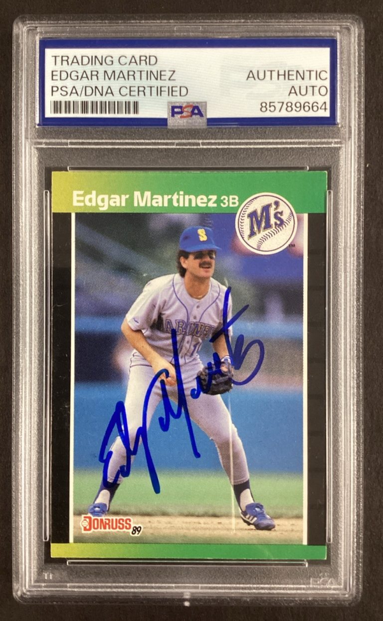 Edgar Martinez Signed 1988 Leaf #645 Baseball Card HOF Autograph PSA/DNA
