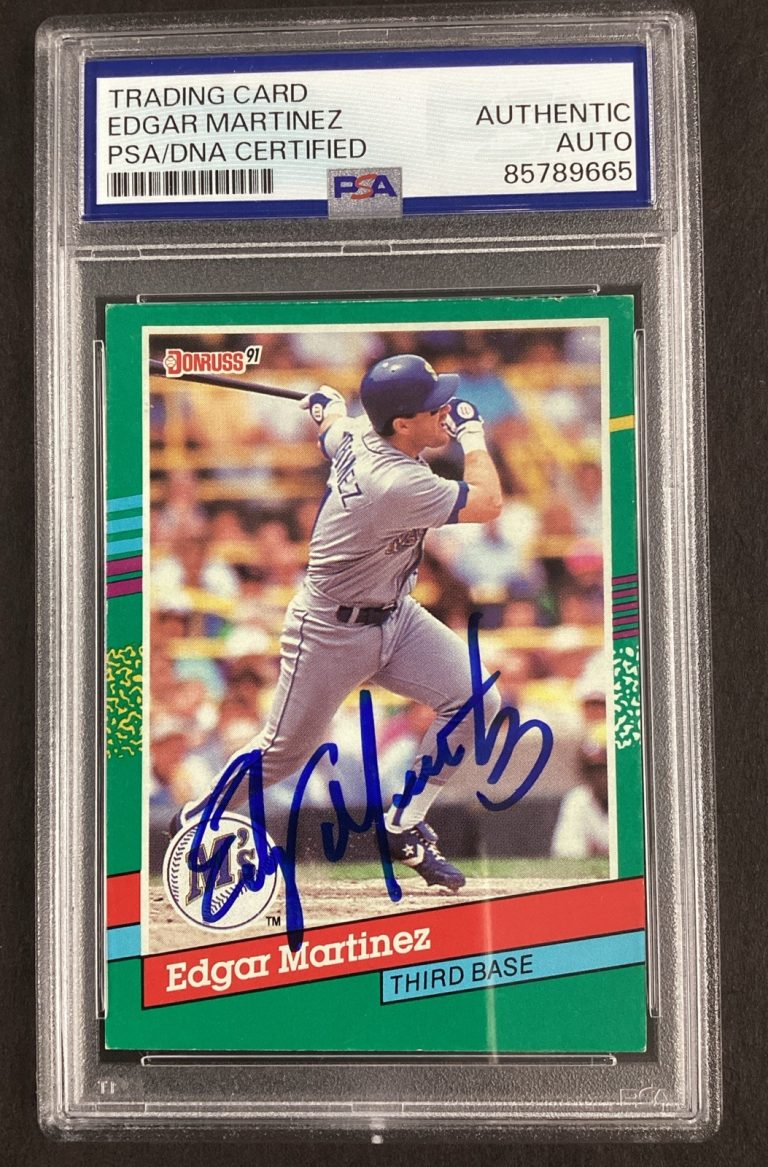 Edgar Martinez Signed 1988 Leaf #606 Baseball Card HOF Autograph PSA/DNA