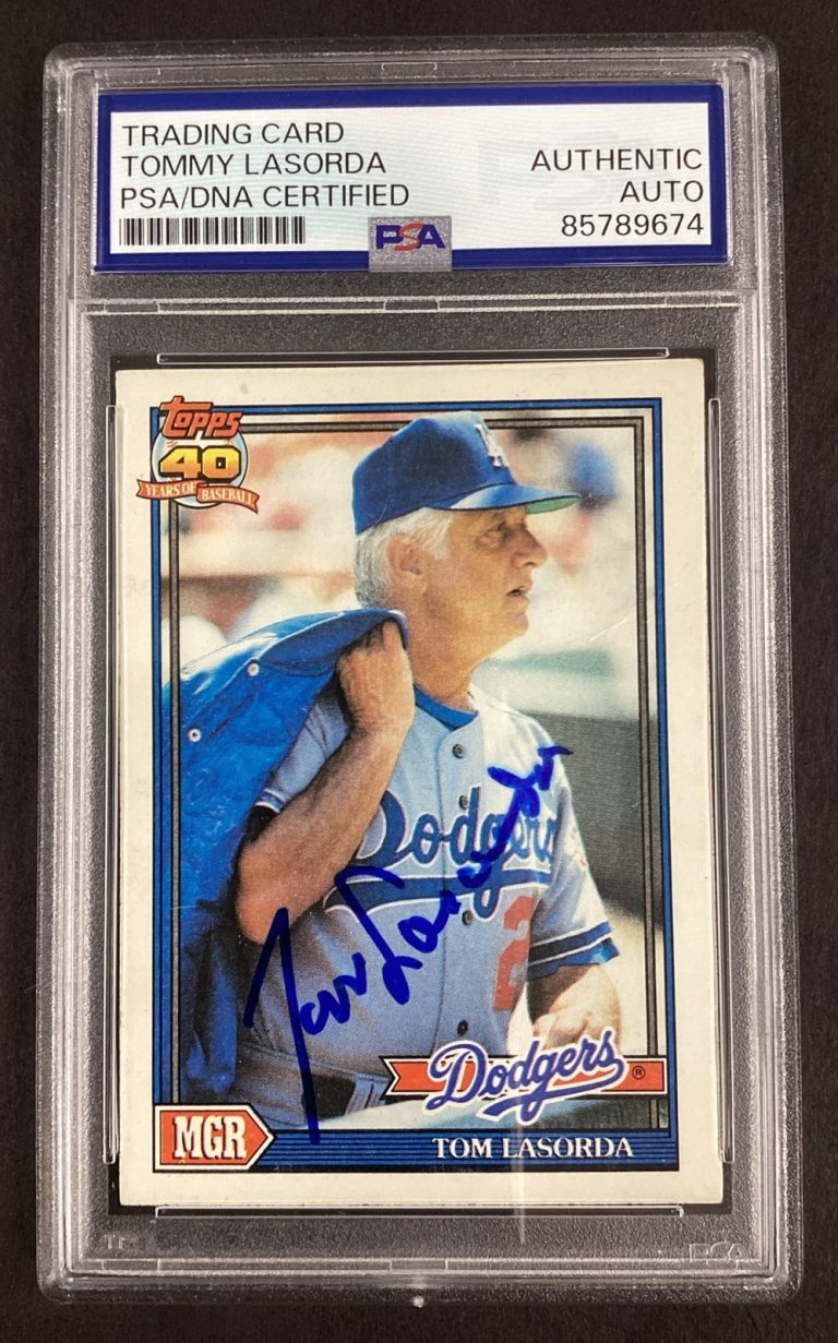 Tommy Lasorda Signed 1991 Topps #789 Baseball Card Dodgers HOF Autograph PSA/DNA