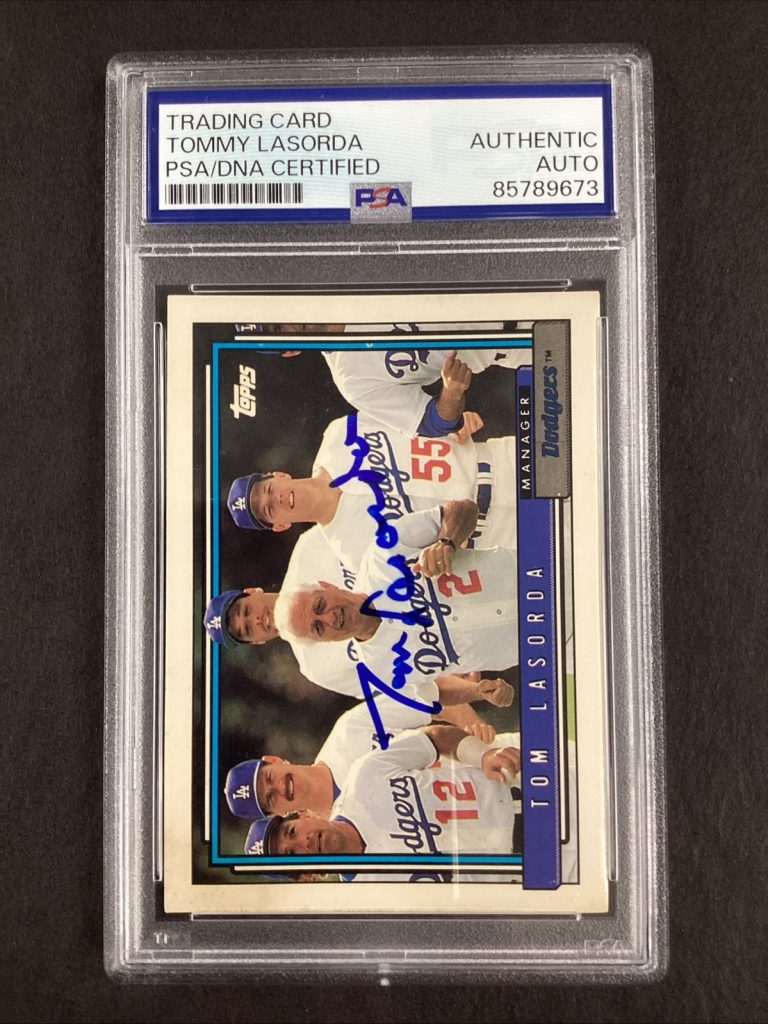Tommy Lasorda Signed 1992 Topps #261 Baseball Card Dodgers HOF Autograph PSA/DNA