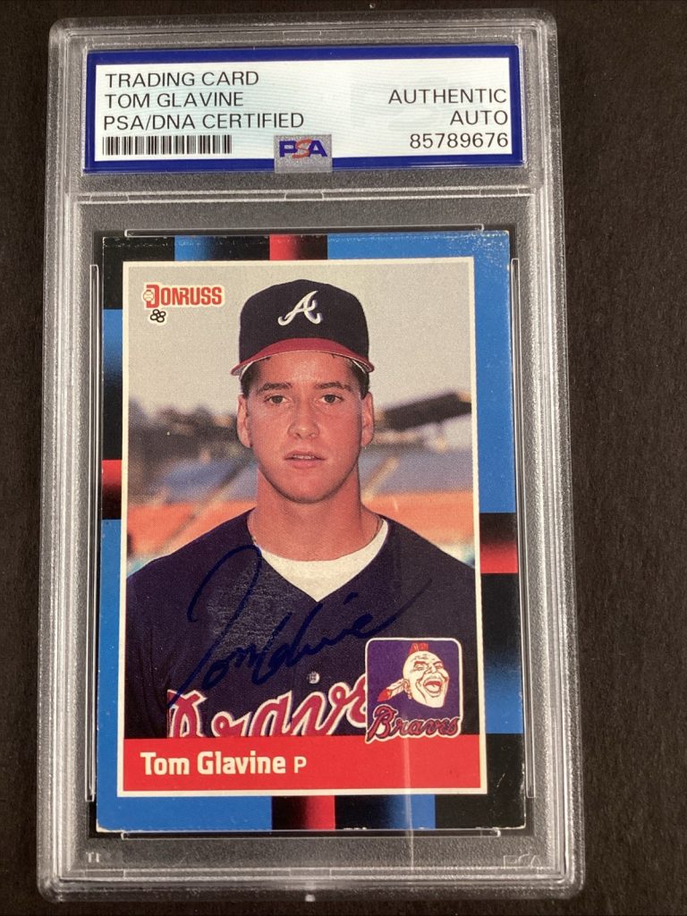 Tom Glavine Signed 1987 Leaf #644 Rookie Card RC Baseball HOF Autograph PSA/DNA