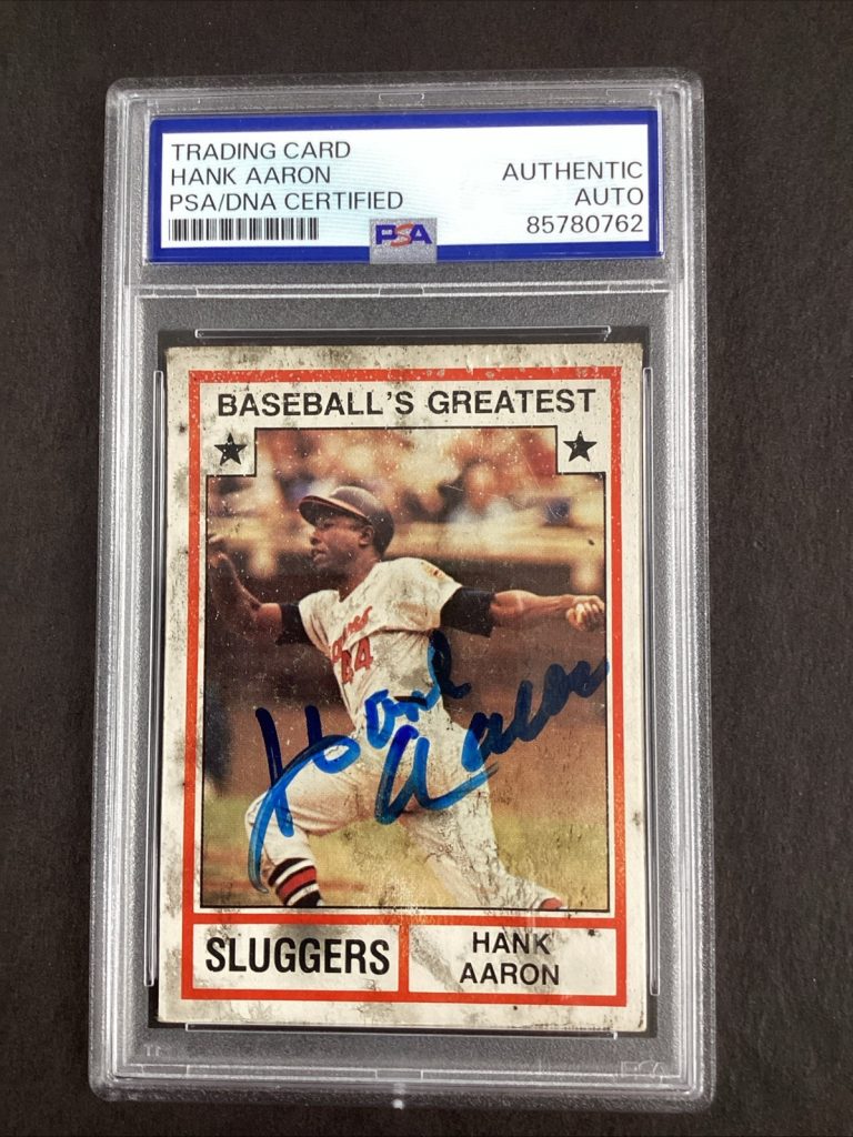 Hank Aaron Signed 1982 TCMA Baseball Card DAMAGE HOF Autograph PSA/DNA