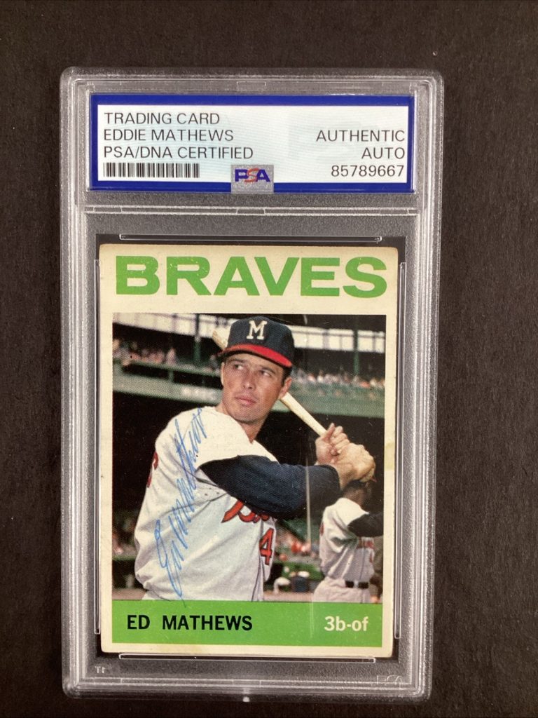 Eddie Mathews Signed 1964 Topps #35 Card Braves HOF Autograph PSA/DNA